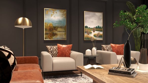 Everett's Moody Transitional Living Room - Image 5