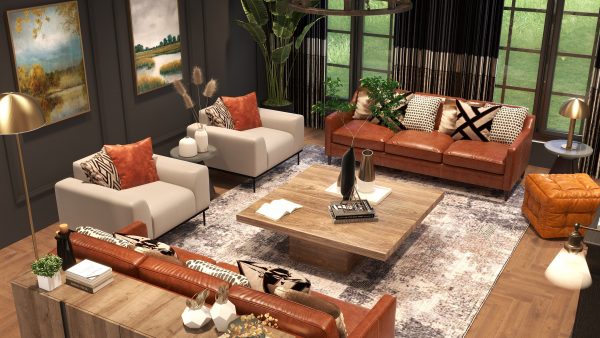 Everett's Moody Transitional Living Room - Image 9