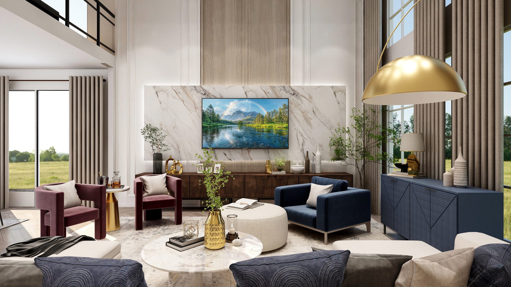 Contemporary Glam Living Room (The Scarlett) - Mondan & Co Interiors