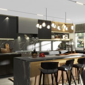 Avery's Modern Sleek black kitchen