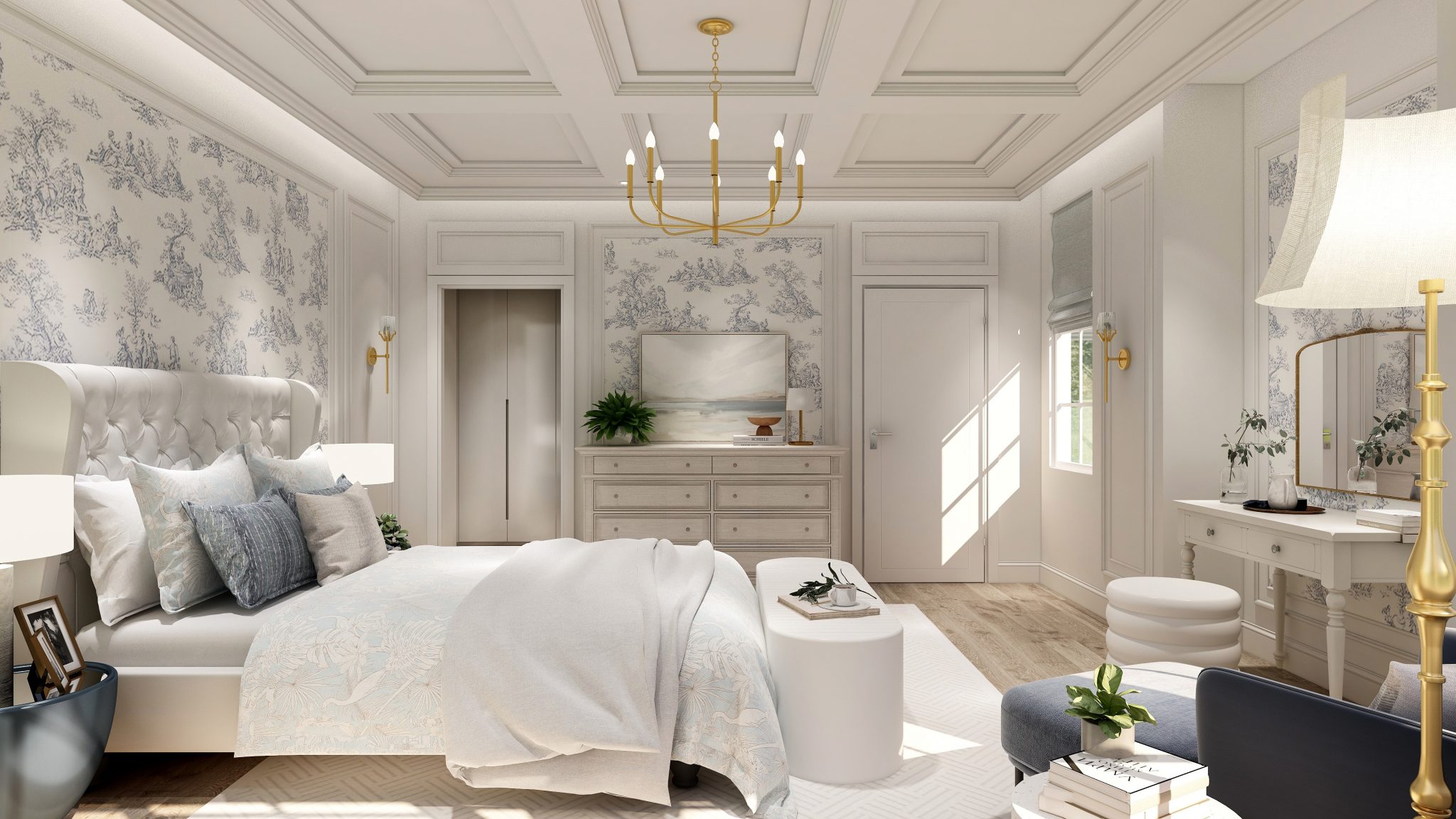 Emily's Transitional Serene Bedroom - Mondan & Co Interiors